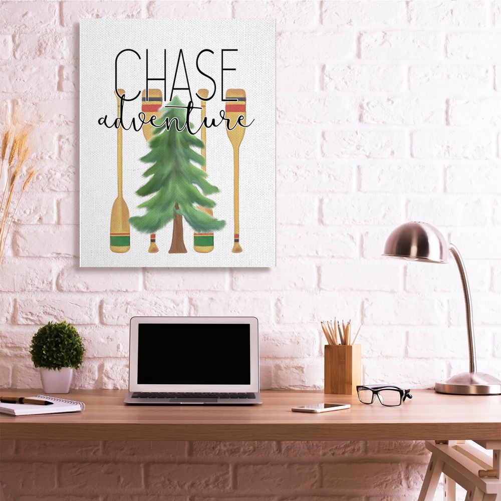 Stupell Industries Chase Adventures Phrase Trees Oars Motivational Graphic Art Canvas Wall Art Design by Kim Allen, 36" x 48"