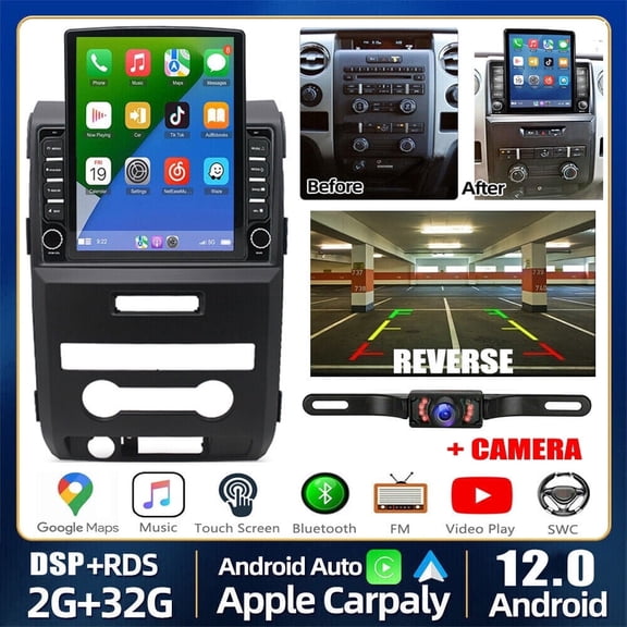 Zcargel 9.7" Android 13 Touchscreen Car Stereo with CarPlay for Ford F150 2009-2014, 2 32GB