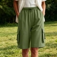 thumbnail image 6 of VBVC Women's Adjustable Elastic Waist Cargo Shorts , Summer Hiking Athletic Shorts For Women , Ladies' Knee Length Bermuda Shorts with Multi Pockets,Army Green,S-3XL, 6 of 7