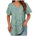 thumbnail image 2 of TOWMUS Womens T Shirts V Neck Short Sleeve Casual Tops Loose Fit Basic Tees With Curved Hem, 2 of 6