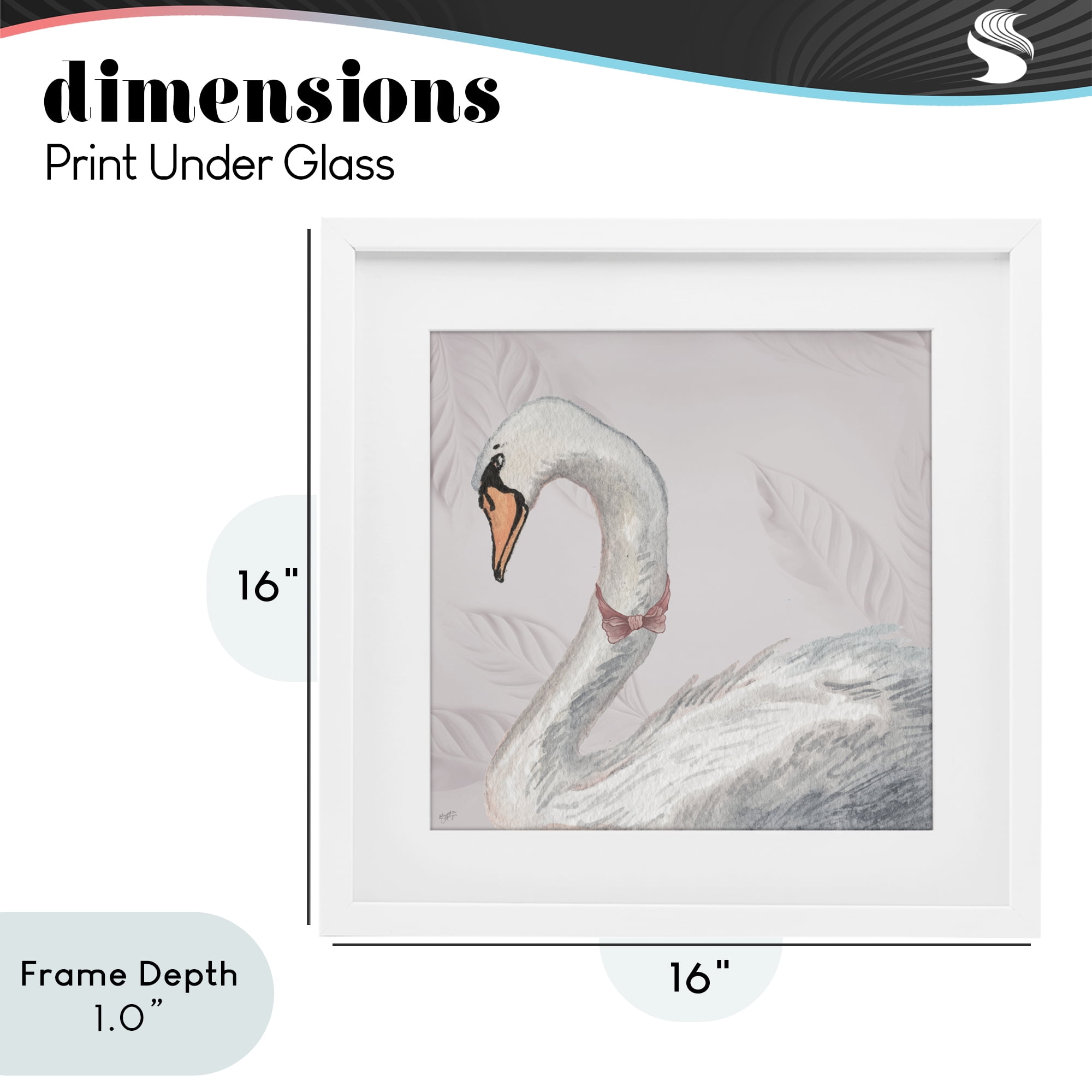 Stupell Industries Soft Classic Swan & Bow White Framed Print Under Glass, design by Elizabeth Medley