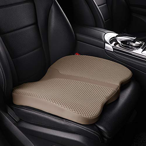 LARROUS Car Memory Foam Heightening Seat Cushion,Tailbone (Coccyx) and Lower Back Pain Relief