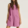 thumbnail image 7 of Difdany 2024 Women's Jumpsuits Solid Color Sleeveless One-Piece Wide Long Jumpsuits Ruffle Crew Neck Fashion Rompers Jumpsuit Outfits Hot Pink S, 7 of 7