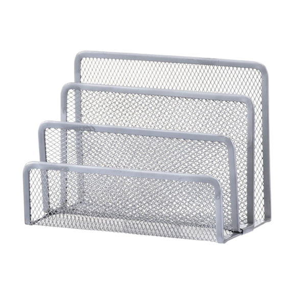 Ikohbadg Metal Mesh Desk Organizer, Desk Mail Organizer, Office Small Letter Sorter Desktop File Organizer Metal Mesh with 3 Vertical Upright Compartments, Space-Saving Letter Sorter, Silver
