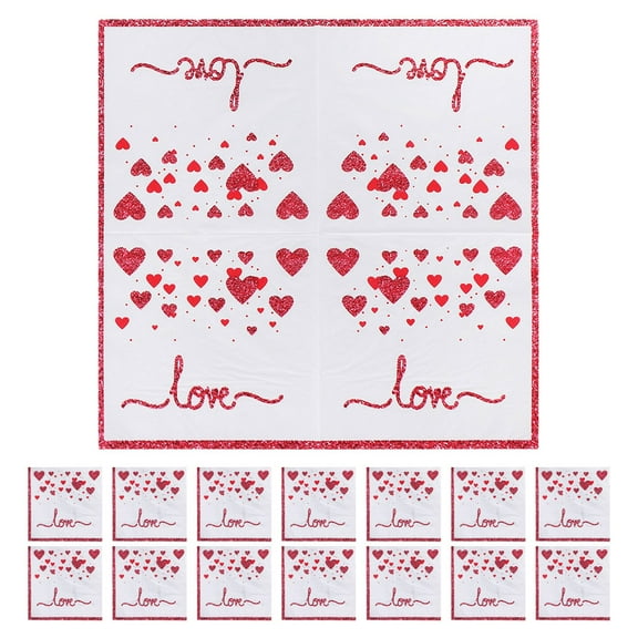20pcs Heart Guest Napkins for Valentine's Day Disposable Love Hearts Dinner Hand Napkins for Wedding Anniversary Mother's Day