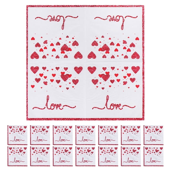 20 servilletas de papel para San Valentín con estampado de amor, desechables, para bebidas, almuerzos y cenas, para celebraciones de aniversario de boda