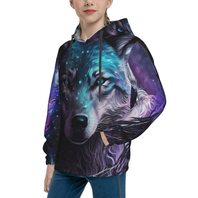 Kdxio Purple Sky Wolf Pattern Boys Athletic Unisex Boys Girls