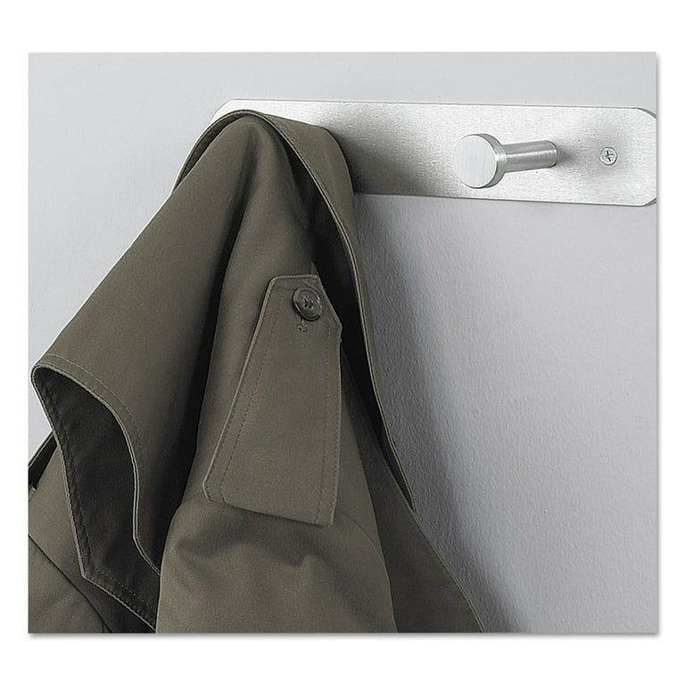 Nail Head Wall Coat Rack, Two Hooks, Metal, 12w x 2.75d x 2h, Satin Nail Head Wall Coat Rack, Two Hooks, Metal, 12w x 2.75d x 2h, Satin