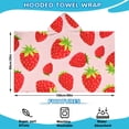 thumbnail image 2 of Red Strawberry Plants Fruit Pink Pattern Hooded Bath Towel，60"x35" for Ages 3 To 12 Kids, Quick Dry Lightweight Soft Microfiber Hood Beach Towel Cover Up for Kids, 2 of 7