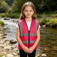 thumbnail image 6 of ATORRE Boys Girls Reflective Vest 2026 Stylish Lightweight Kids Zipper Safety High Visibility Vest for Outdoor Cycling Skiing Walking Hot Pink 12-13 Years, 6 of 9