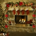 thumbnail image 7 of 6 FT Prelit Christmas Garland,Artificial Vine Poinsettia Garland with 20 LED Lights,Winter Wall Hanging Garland for Fireplace Mantle Indoor Outdoor Holiday Home Decoration Red Gold, 7 of 7