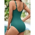 thumbnail image 6 of Asoul Womens One Piece Zipper Swimsuit Full Coverage Bathing Suits Ribbed Slimming High Cut Adjustable Straps Swimwear, 6 of 6