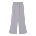 thumbnail image 3 of Manyakai Womens Wide Leg Pants Chiffon Flared Bottoms High Elastic Waist Work Office Suit Trousers Grey S, 3 of 5
