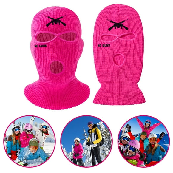 3 Holes Balaclava Knitted Face Cover 2022 New 3 Holes Balaclava Knitted Letter Embroidered Face Cover Warm Ski Face Cover For Men Women Outdoor Cycling Skiing Running