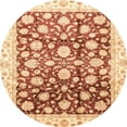thumbnail image 1 of Ahgly Company Machine Washable Indoor Round Abstract Brown Gold Area Rugs, 6' Round, 1 of 7
