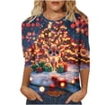 thumbnail image 2 of JTZGDY Womens Christmas Shirts Xmas Funny Printed Crew Neck 3/4 Length Sleeve Tops 2026 Festive Dressy Casual,Plus Size,Christmas Clothes for Women,Holiday Basic Tee,Tunic Tops Pullovers, 2 of 8