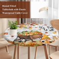 thumbnail image 4 of Fall Pumpkins Gnomes Round Tablecloth, Fitted Table Cover with Elastic for 55"-60" Round Tables, Thanksgiving Maple Leaves Farmhouse Plaid Table Cloth Outdoor Dinning Party Waterproof Tablecloths, 4 of 7