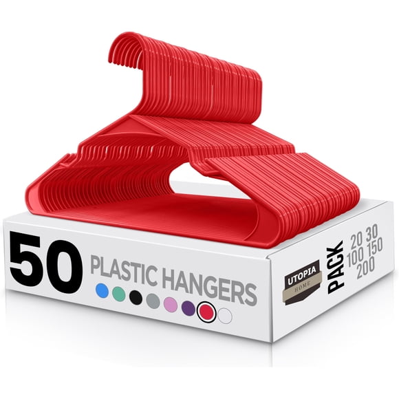 Perchas de plástico Utopia Home, 50 unidades, duraderas, con ranuras en los hombros