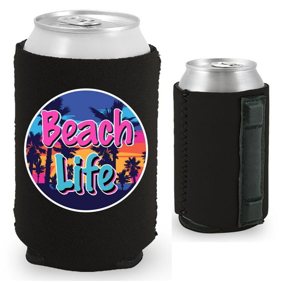 Beach Life Magnetic Can Coolie (Black)
