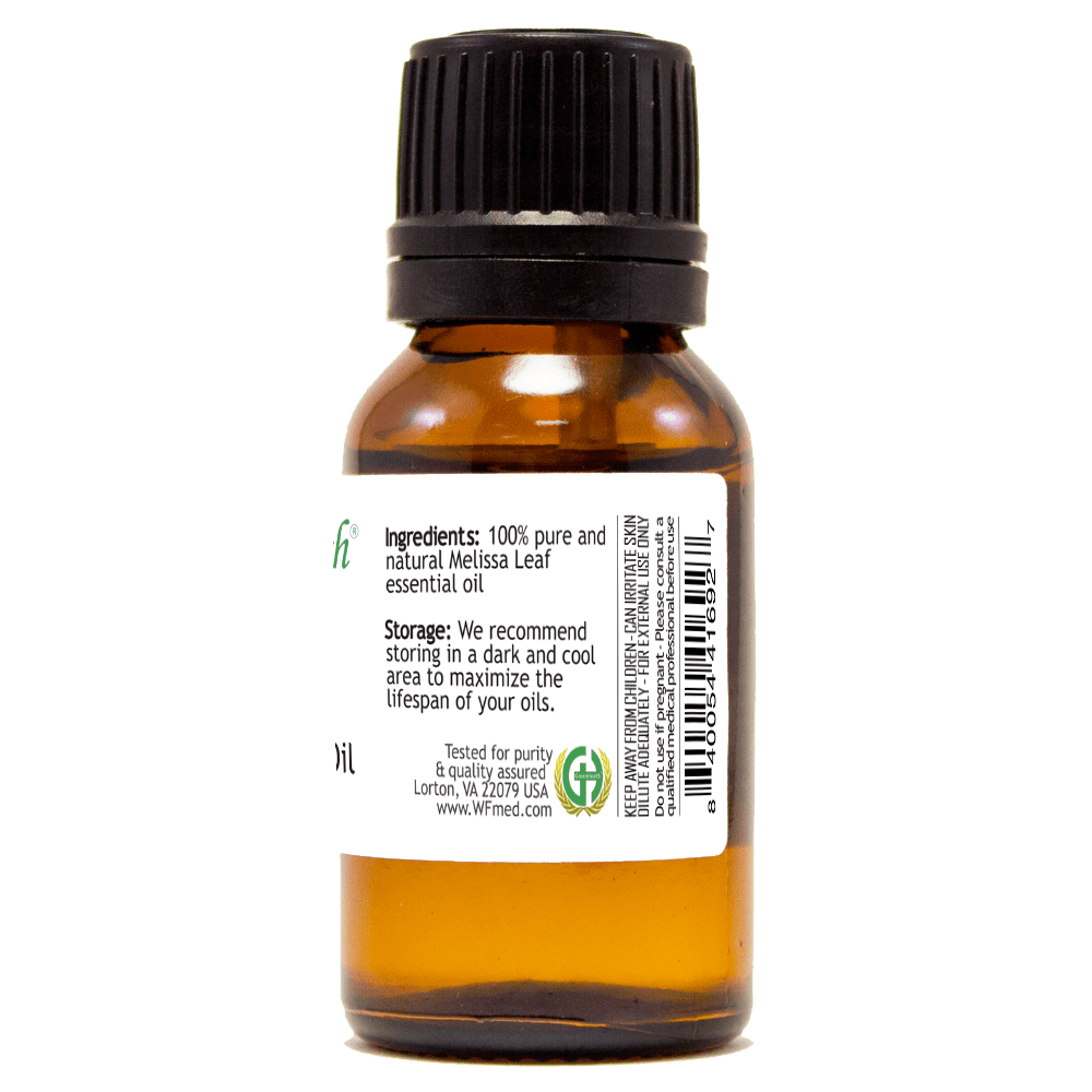 Melissa Leaf Essential Oil – 15 ml | Pure & Natural | Amber Glass Bottle w/ Euro Dropper | for Balms, Salves, Diffusing & Botanical DIY