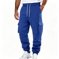 thumbnail image 2 of Fleece Sweatpants for Men Elastic Waist Drawstring Cargo Pants Baggy Joggers Workout Casual Pants with Multi-Pockets, 2 of 6