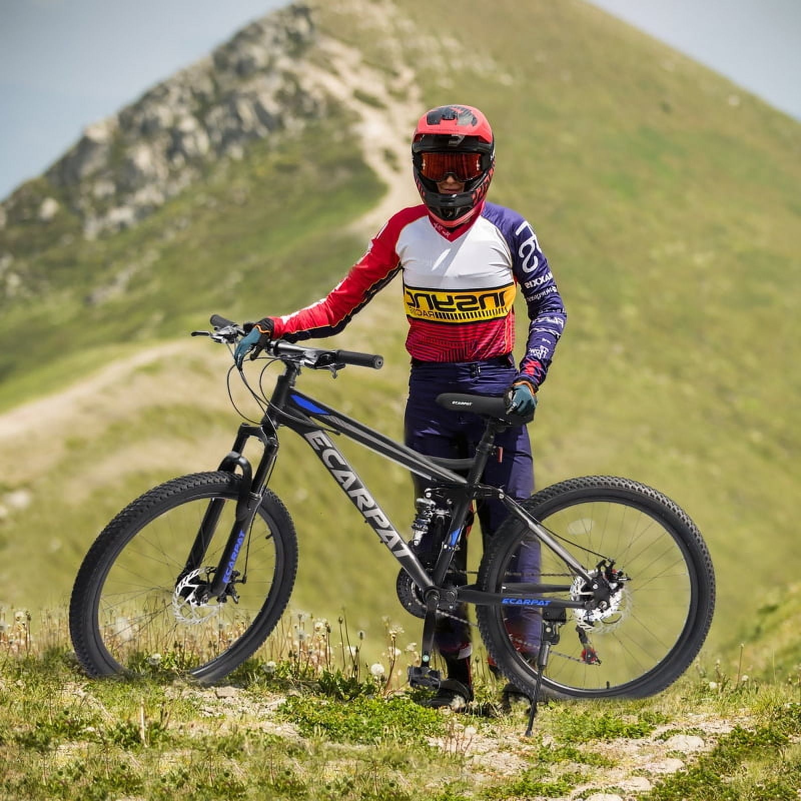 26 Inch Mountain Bike 21-Speed Dual Disc Brakes Front Rear Shock Absorption Durable Frame Unisex for Commuting and Travel