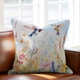 thumbnail image 3 of Spring Floral Pillow Covers 18x18 Inch, Pastoral Rustic Hummingbird Botanical Linen Pillowcase with Invisible Zipper, Decorative Throw Pillow Covers Cushion Case for Couch Sofa Bed Living Room, 3 of 9