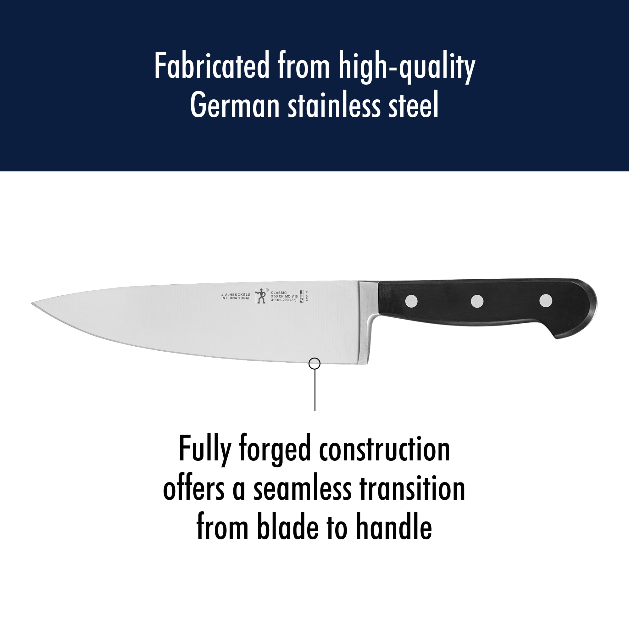 Henckels Everpoint 8-in Triple Rivet Stainless Steel Chef Knife