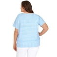 thumbnail image 2 of Alfred Dunner Womens Plus-Size Stripe Texture Knit Top With Necklace, 2 of 6
