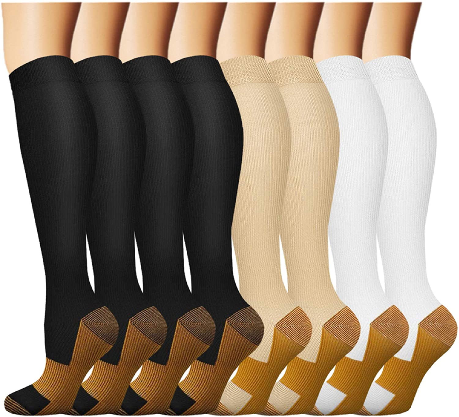 Copper Compression Socks For Men & Women Best For Running,Athletic,Medical,Pregnancy and Travel 15-20mmHg 8 Pairs 