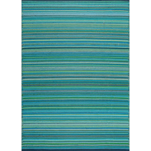 Tayse Sunset Area Rug SUN1401 Contemporary Aqua Lines Rows 5' x 6' 11" Rectangle