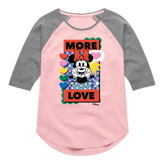 Disney - Minnie Mouse - More Love & Hearts - Toddler & Youth Girls Raglan Graphic T-Shirt