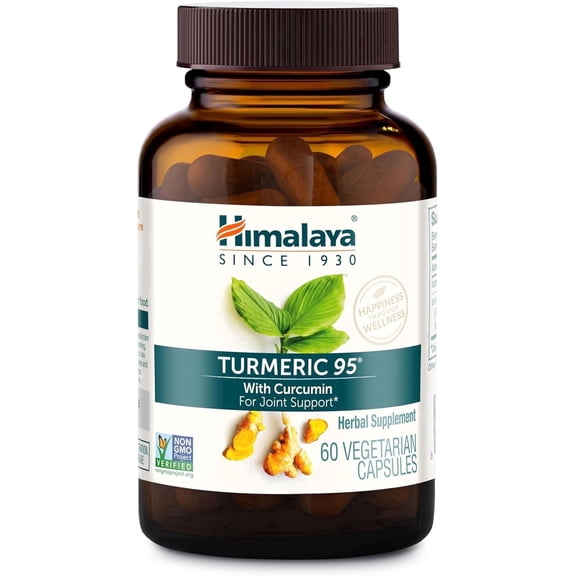 Himalaya Turmeric 95 with Curcumin, 60 Vegetarian Capsules, for Antioxidant & Joint Support, 1 Month Supply