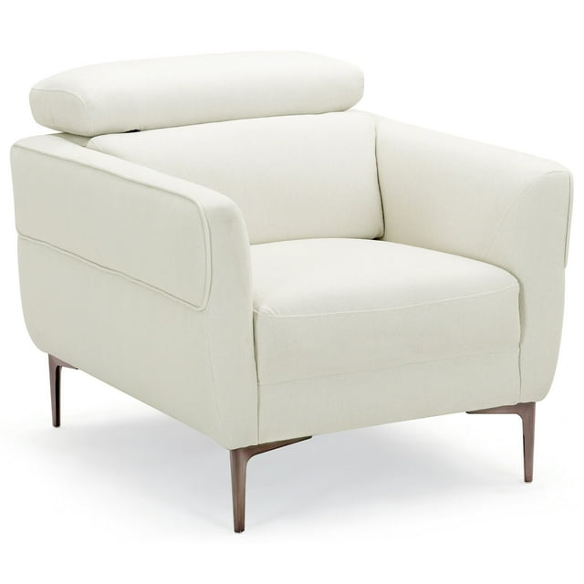Gymax Fauteuil d'Appoint Moderne Rembourré Fauteuil une Place avec Appuie-Tête Réglable Blanc