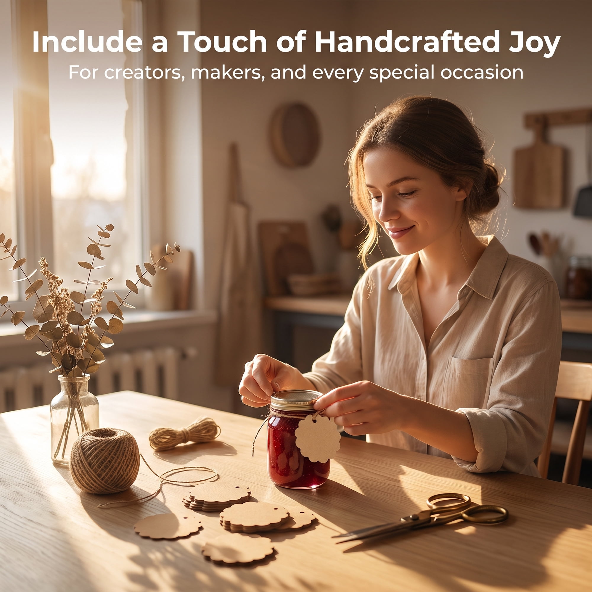 Unique Bargains Square Gift Tags with Natural Twine for and Wrapping 2.4" x 2.4" Brown