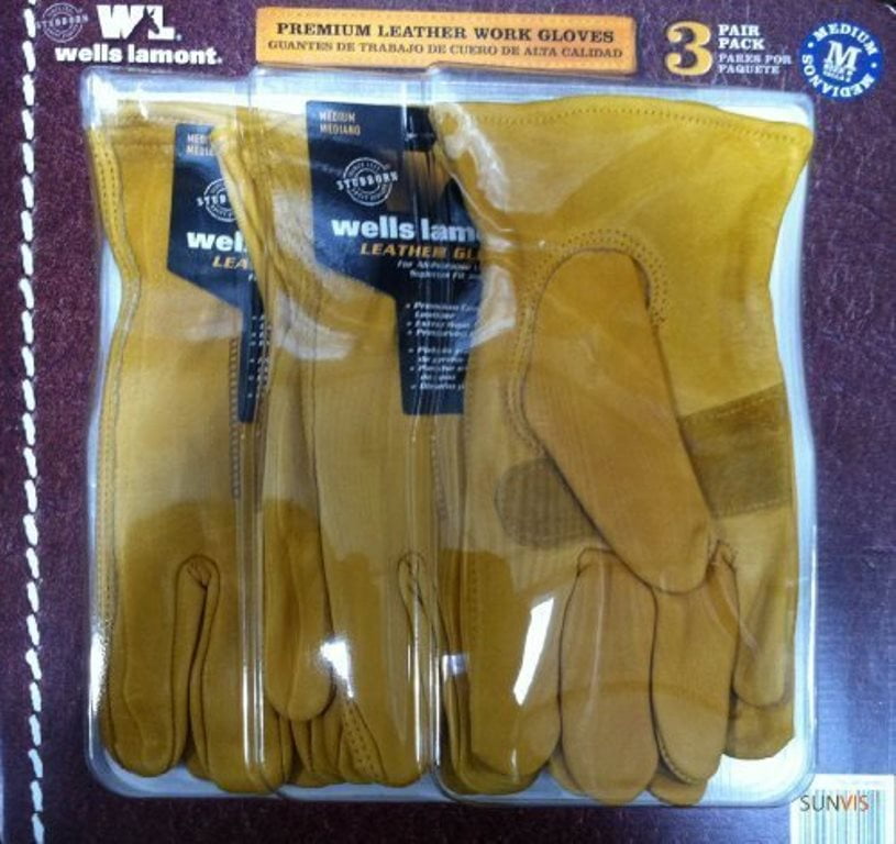 Large by Wells Lamont Leather Premium Work Gloves 3 pair Pack