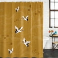 thumbnail image 2 of Japanese Style Shower Curtain, Waterproof Shower Curtains for Bathroom, Vintage Art Cranes Ocean Wave Yellow Washable Fabric Bathtub Curtain Set Bath Decor with 12 Hooks Long 72"x84", 2 of 8