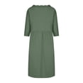 thumbnail image 5 of Summer Dresses For Women 2025 Sevevn Women's Solid Color Three-Quarter Sleeve Round Neck Casual Loose Pocket Dress, 5 of 8