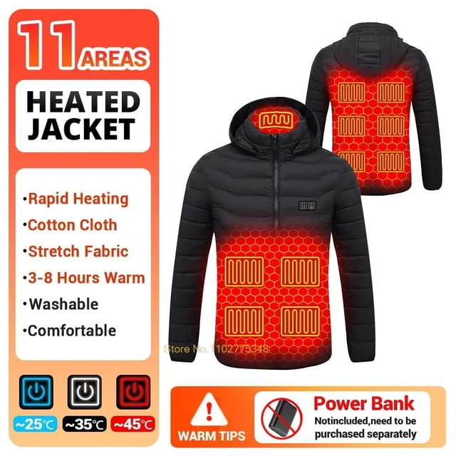 Chaqueta autocalentada para hombre y mujer, chaleco con calefacción USB, abrigo cálido para caza, Camping, senderismo, esquí, 2-21 áreas, ropa de invierno