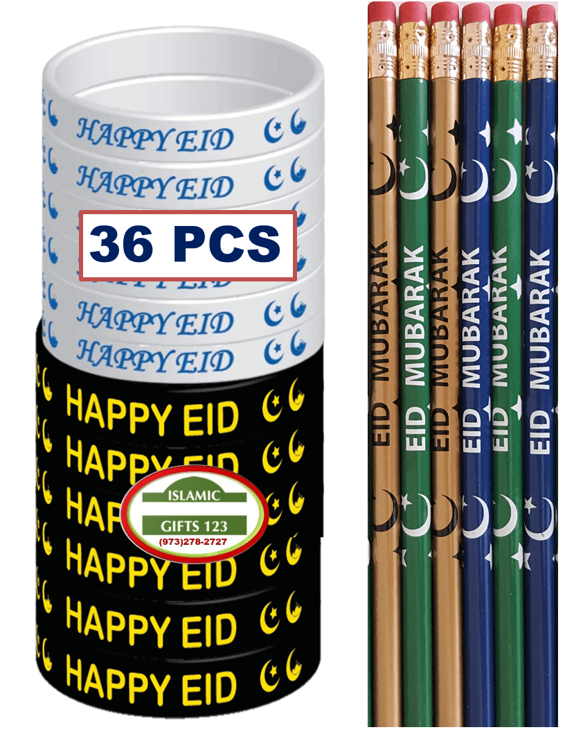 Eid Pencils Eid wristbands (36 Pack) Eid favors Eid Mubarak Eid Gifts Ramadan Gifts Islamic Gifts 123