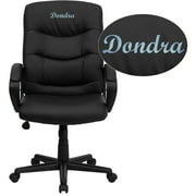 Flash Furniture Personalized Mid-Back Black LeatherSoft Executive Swivel Office Chair with Three Line Horizontal Stitch Back & Arms