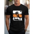 thumbnail image 2 of Palm tree Graphic Print T-Shirt For Men Casual Short Sleeve Tee 1 Pcs 100% Heavy Cotton - Comfortable Crew Neck, Soft Adorable Tees Tops, 2 of 7