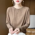 thumbnail image 5 of Lonomox Womens Pullover Tops Solid Color Long Sleeve Shirts Crew Neck Loose Fashion Casual T Shirts, 5 of 5