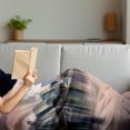 thumbnail image 3 of American Soft Flannel Fleece Throw Blanket, USA Florida Downtown City Skyline View from the Lake Foggy Scenic Panorama, Cozy Plush for Indoor and Outdoor Use, 60" x 80", Teal Peach Grey, by Ambesonne, 3 of 5