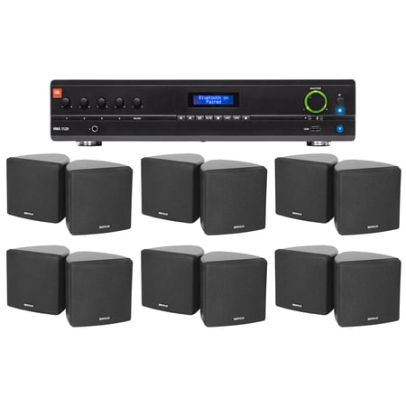 JBL Commercial Amplifier+(12) 3.5 Black Cube Speakers for Restaurant/Bar/Cafe