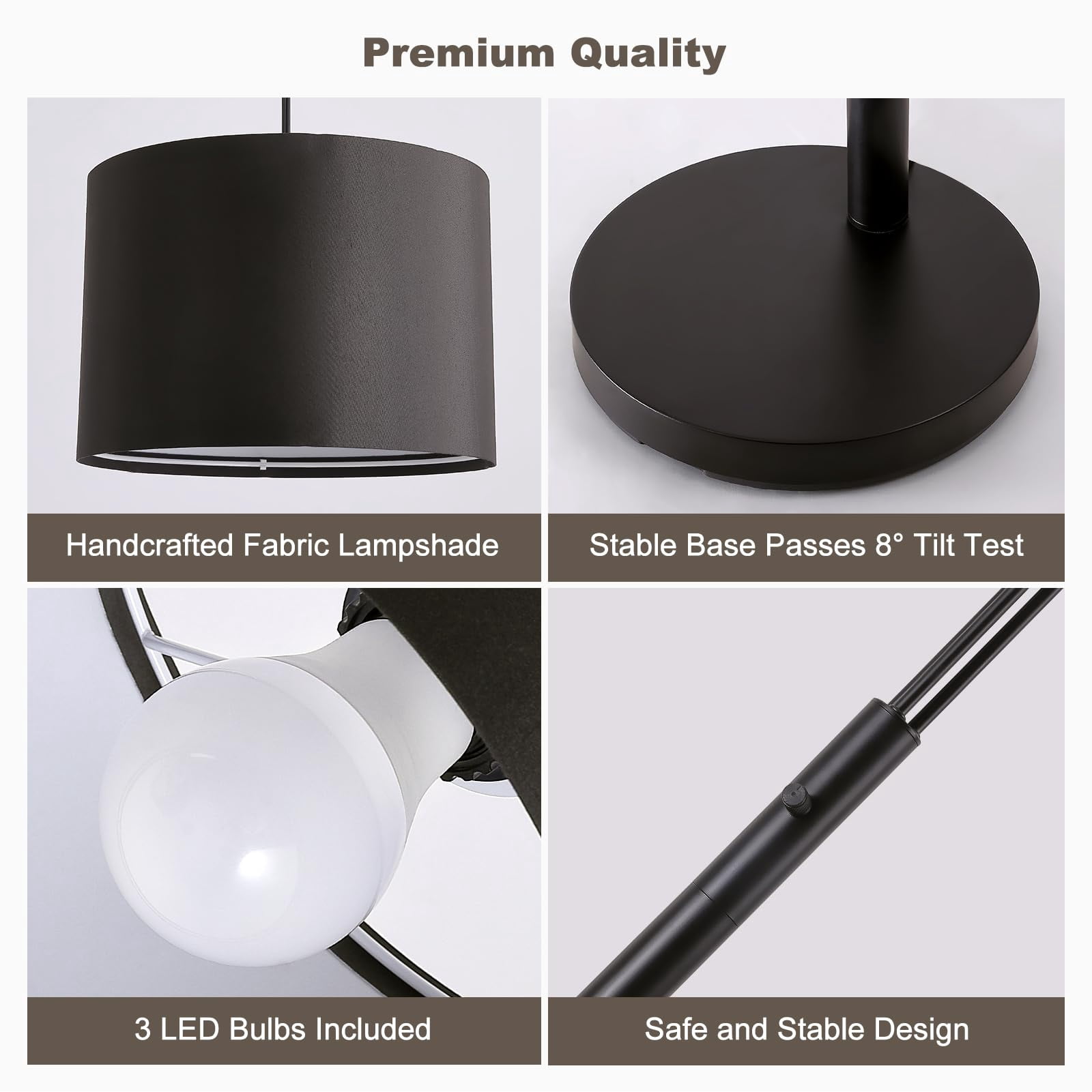 Floor Lamps for Living Room, 2400LM Super Bright Arc Floor Lamp with Remote Control, 3 Light Tall Floor Lamps with Stepless Dimmable, 80" Mid Century Tree Floor Lamp for Bedroom, Office