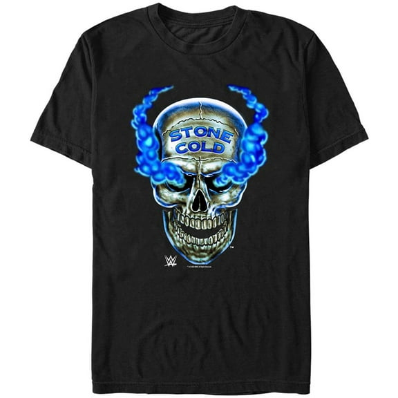 Men's Mad Engine  Black "Stone Cold" Steve Austin Skull Graphic T-Shirt