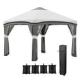 thumbnail image 2 of Patio Umbrellas Outsunny 10' x 10' Pop Up Canopy Tent with Netting, Instant Tents for Parties, Height Adjustable, with Wheeled Carry Bag and 4 Sand Bags for Outdoor, Garden, Patio, Gray,Market Umbrel, 2 of 9