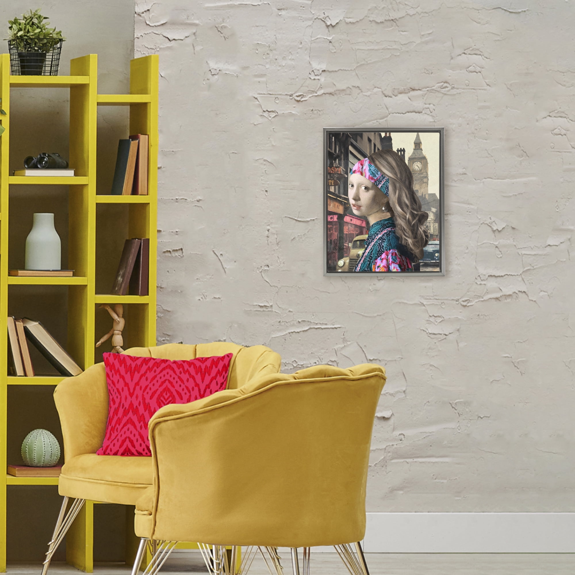 Carnaby Street Remix Painting Gray Framed Floater Canvas Wall Art, design by Sasha