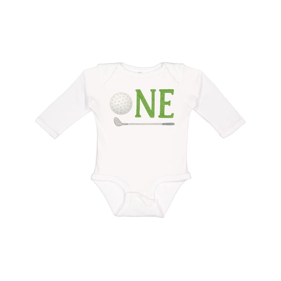 Inktastic Golf Themed First Birthday One Boys or Girls Long Sleeve Baby Bodysuit